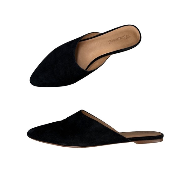 Madewell Shoes - Madewell Remi Mule Black Suede Leather Pointed Toe Flat Slip On Shoe Women's 9.5